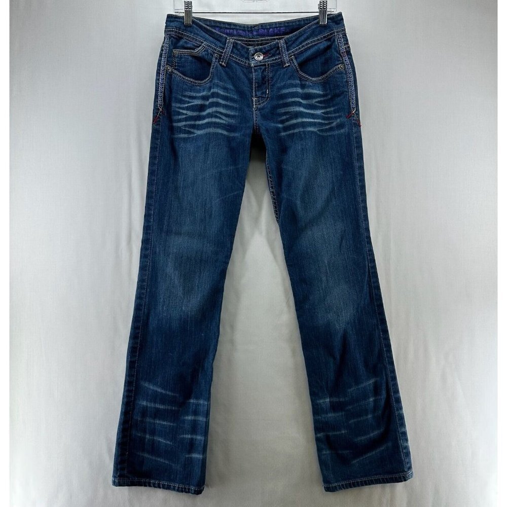 Cruel Blake Jeans Womens Sz 27 Denim Embroidered Pockets Straight Mid Rise Blue